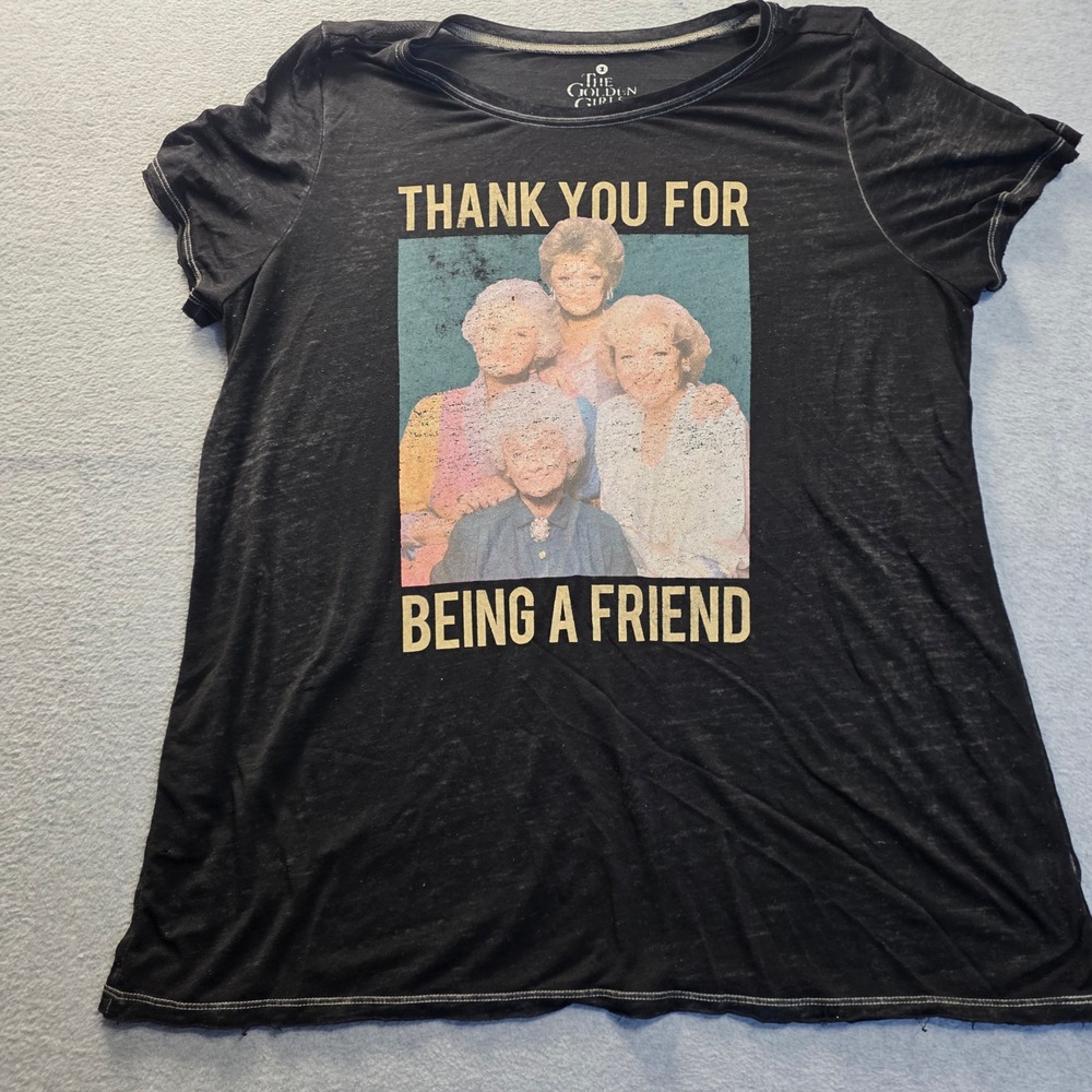 Golden Girls Thank You For Being A Friend Graphic Tee Womens Size 2 Black Shirt